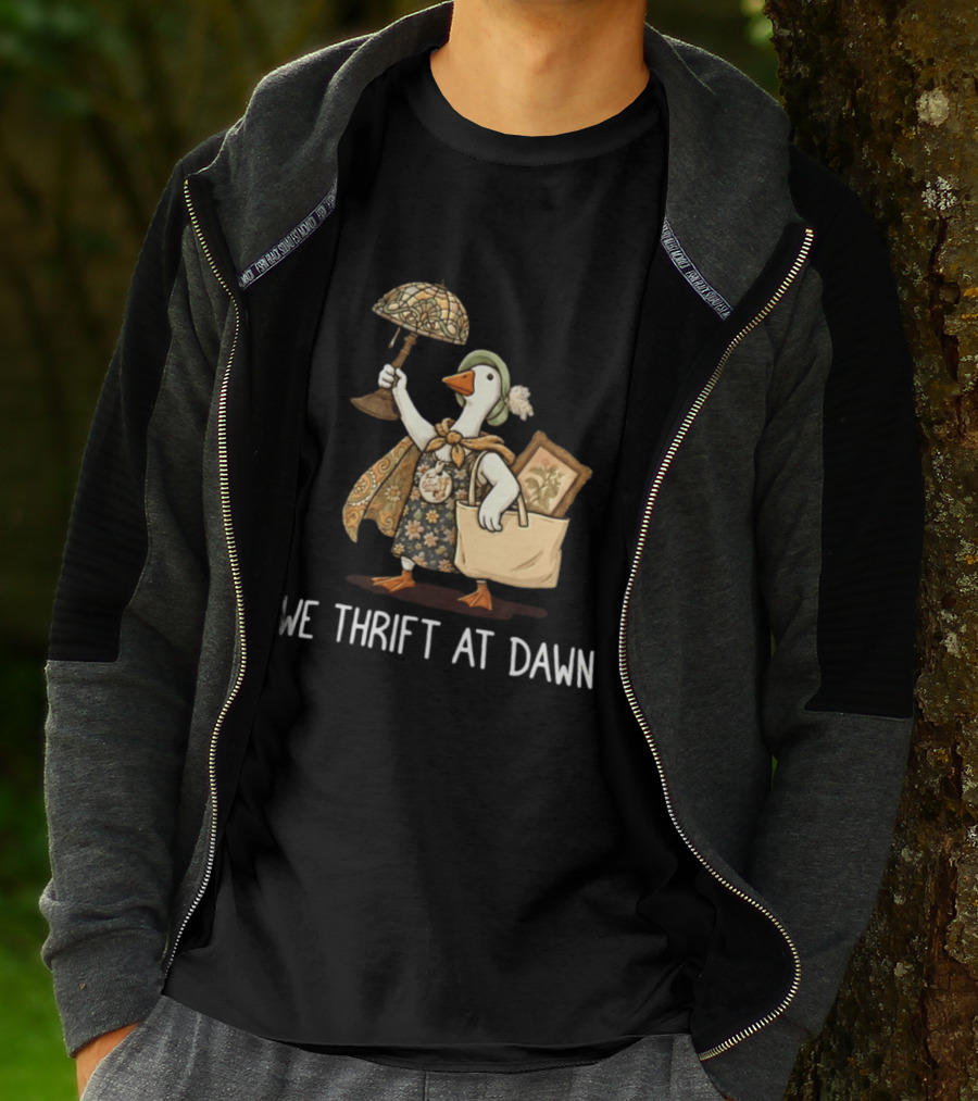 We Thrift At Dawn Vintage Goose With Lamp And Bag T-Shirt
