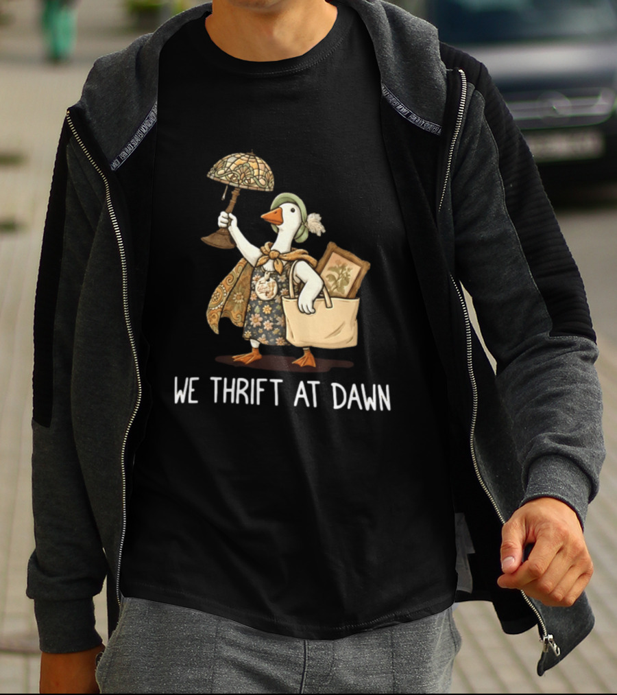 We Thrift At Dawn Vintage Goose With Lamp And Bag T-Shirt