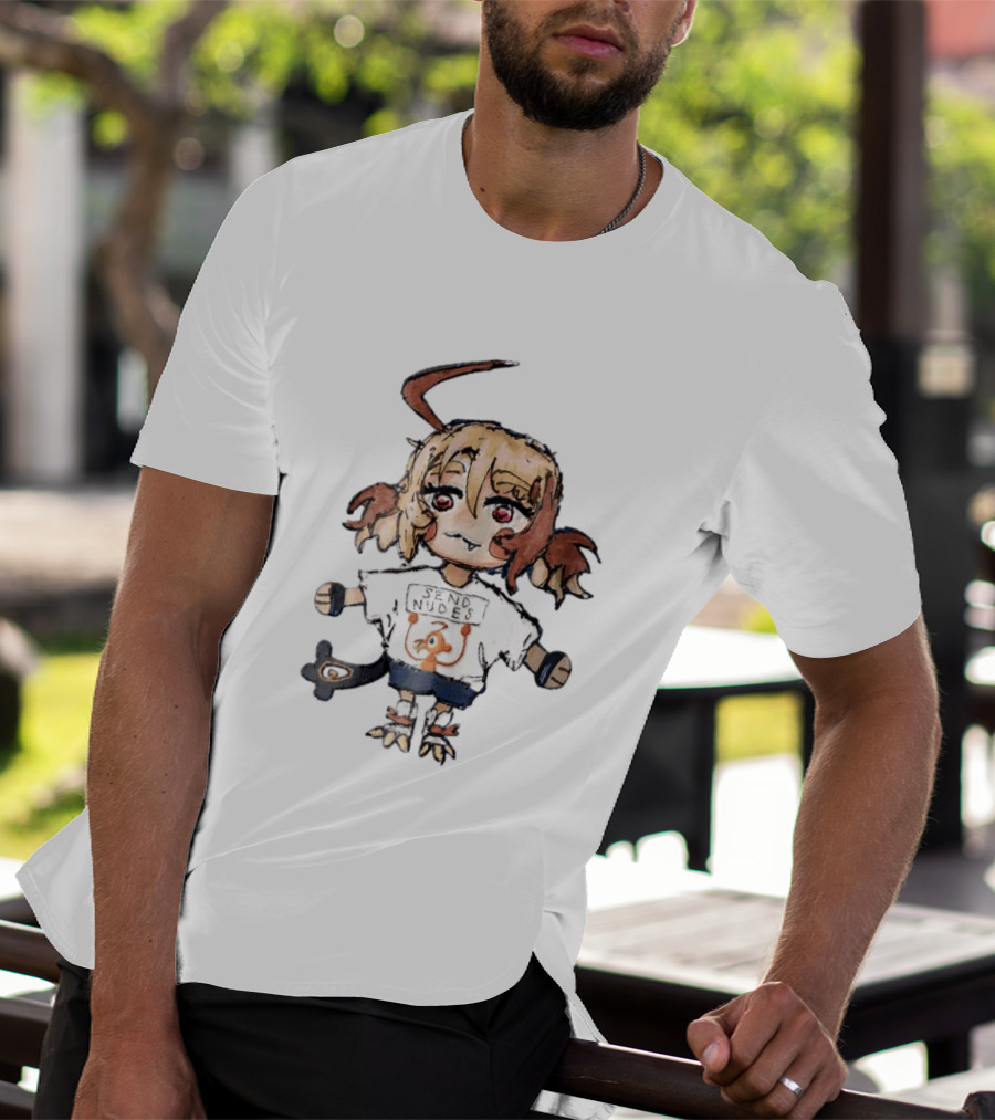 Send Nudes Chibi Anime Orange Creature Sketch T-Shirt