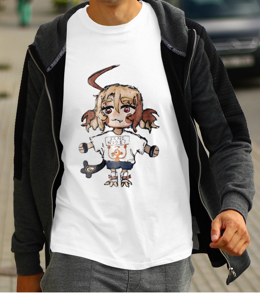Send Nudes Chibi Anime Orange Creature Sketch T-Shirt