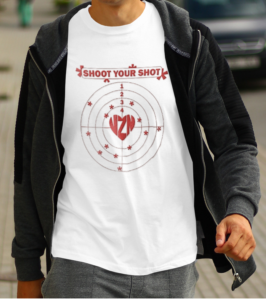 Shoot Your Shot Red Heart Concentric Target Board Vzn Asterisk Impacts T-Shirt