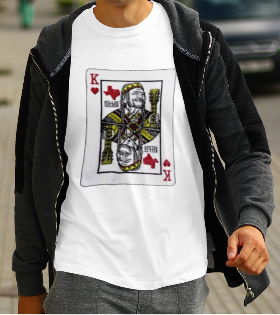 King Of Hearts Willie Nelson Texas Playing Card T-Shirt