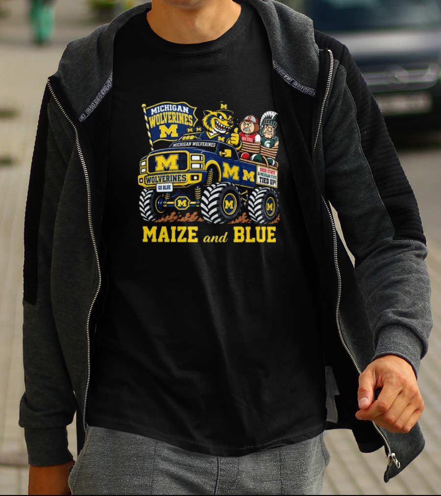 Michigan Wolverines Maize And Blue 2026 Ohio State And Michigan State Tied Up T-Shirt