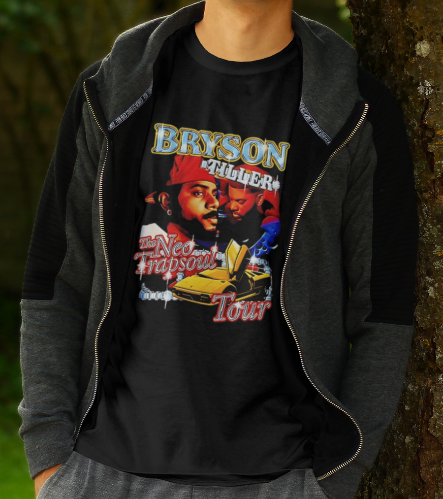 Bryson Tiller The Neo Trapsoul Tour 3D Graffiti Style Art With Yellow Car T-Shirt