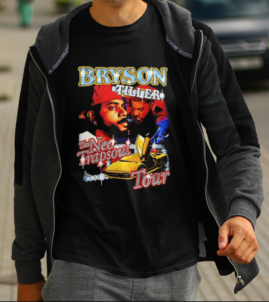 Bryson Tiller The Neo Trapsoul Tour 3D Graffiti Style Art With Yellow Car T-Shirt