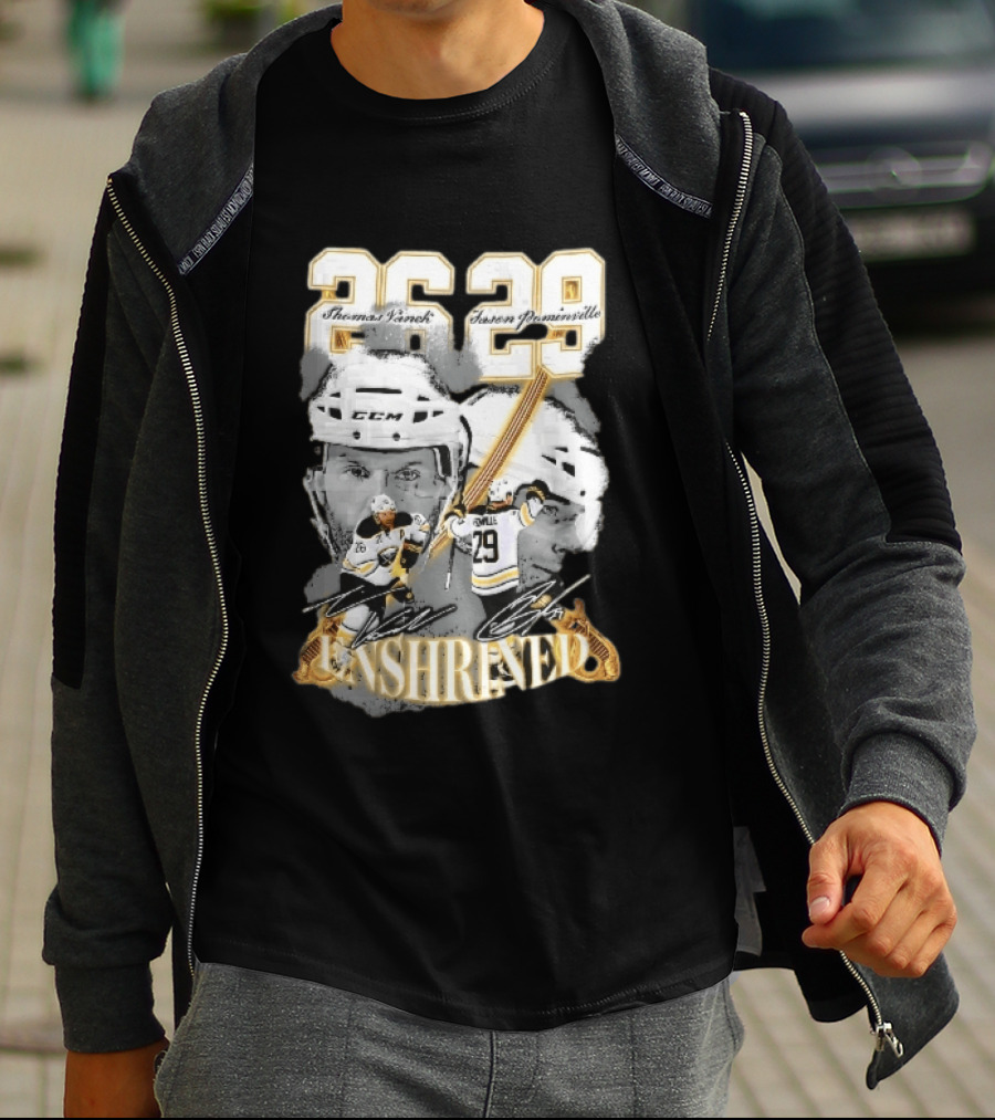 Thomas Vanek Jason Pominville 2026 Player Photos 26 29 Enshrined Buffalo Sabres Crossed Swords T-Shirt