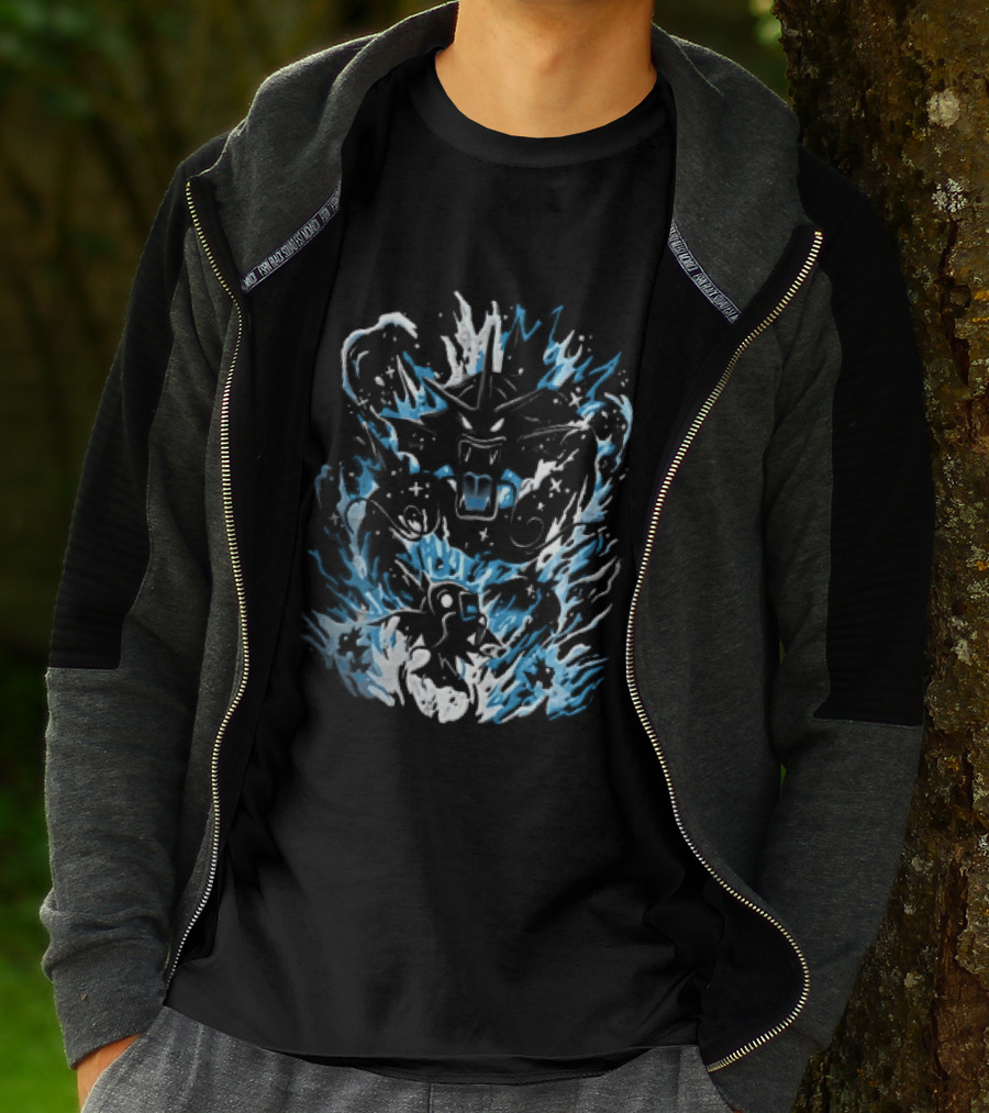 Dark Cartoon Red Gyarados Gold Magikarp Splashing Water Waves Pokémon Collection T-Shirt