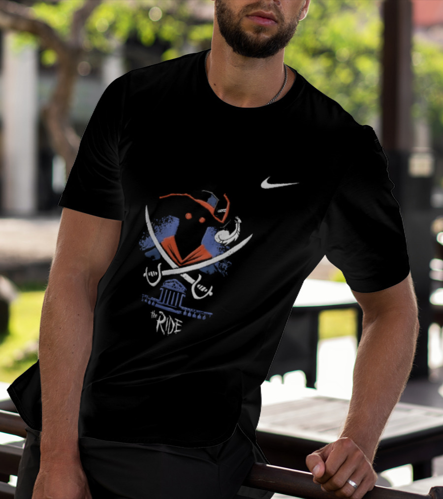 Nike Virginia Cavaliers The Ride Masked Silhouette Crossed Sabres Rotunda Building T-Shirt