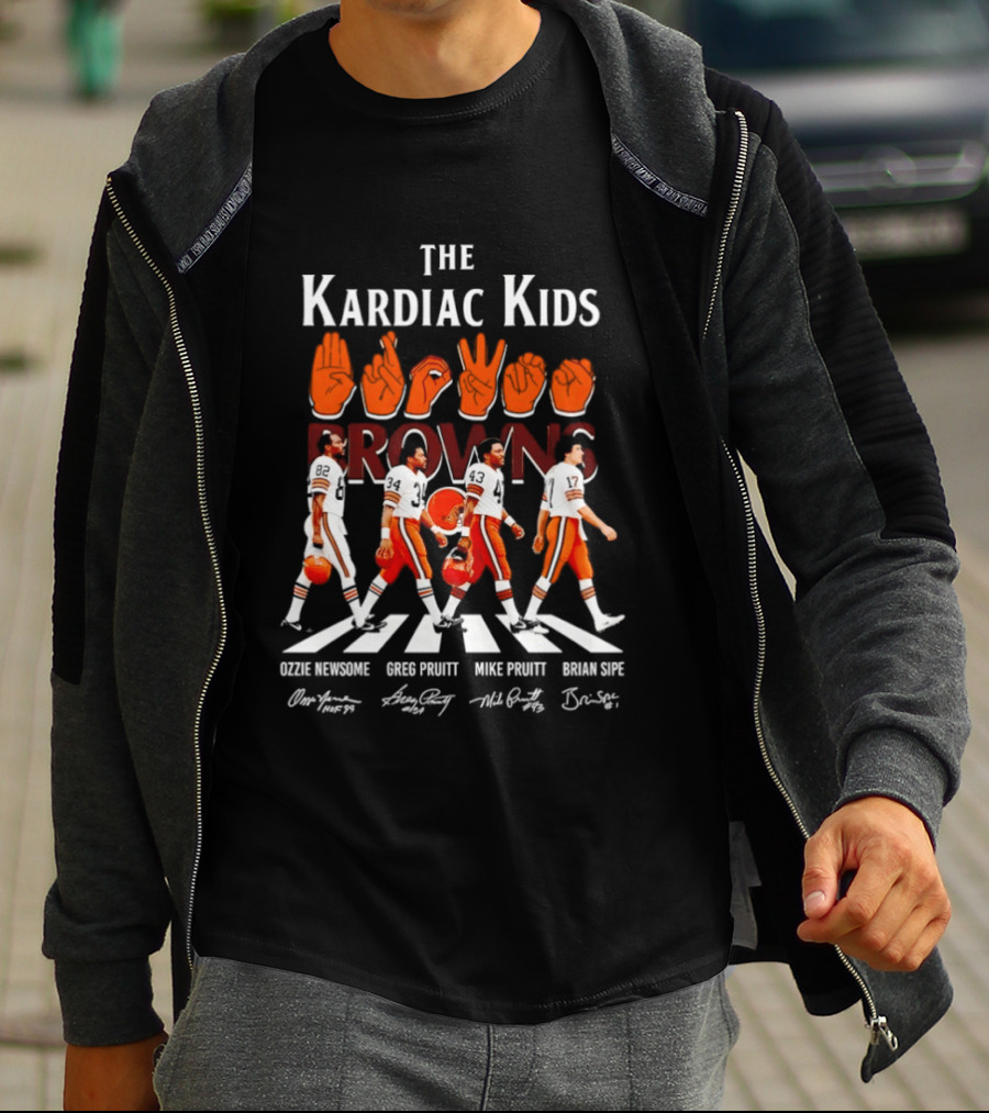 The Kardiac Kids Browns Ozzie Newsome Greg Pruitt Mike Pruitt Brian Sipe Abbey Road T-Shirt