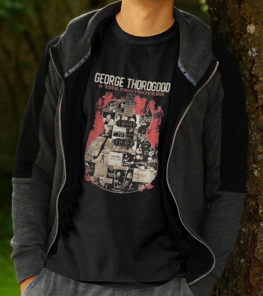 George Thorogood And The Destroyers Album Covers Guitar Collage Red Splash T-Shirt