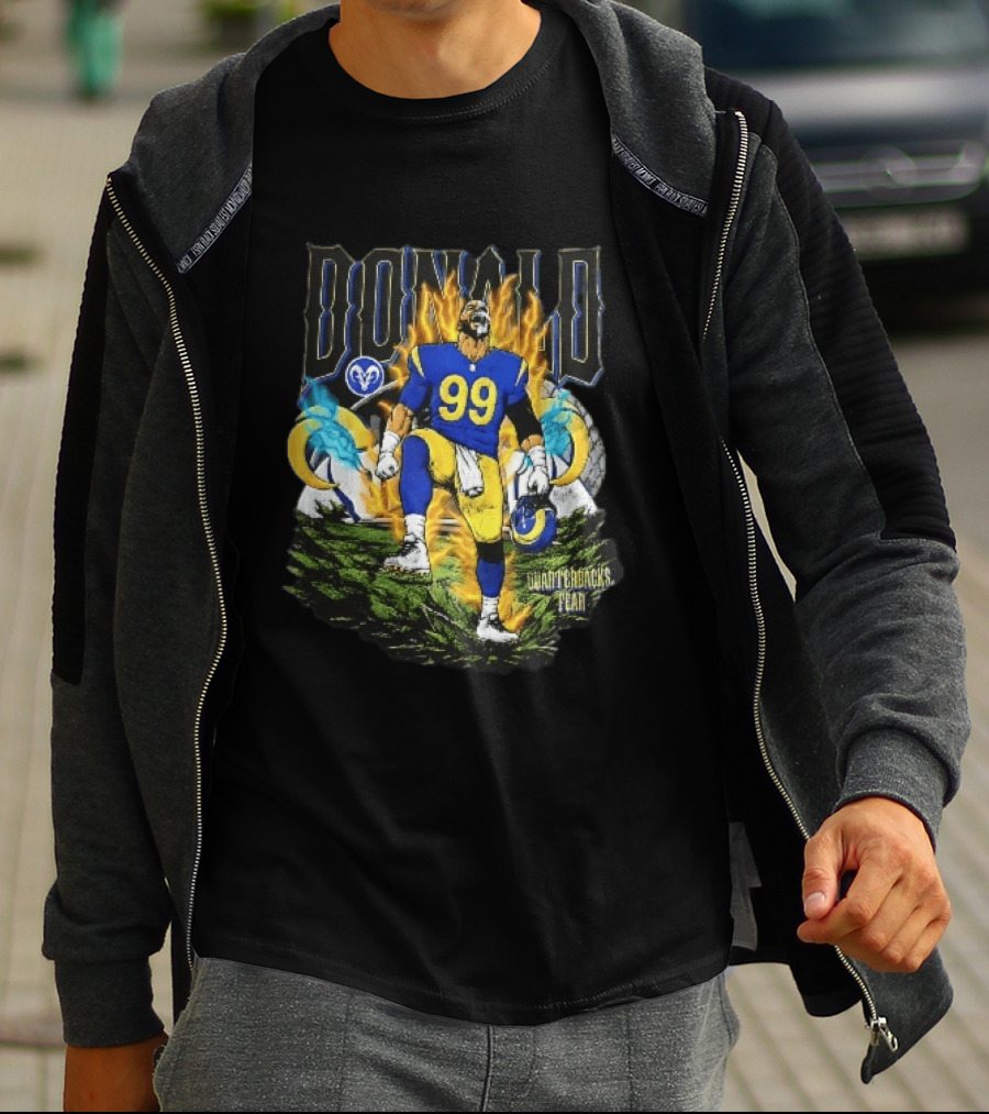 Los Angeles Rams Donald Fiery Aura Number 99 Quarterbacks Fear T-Shirt