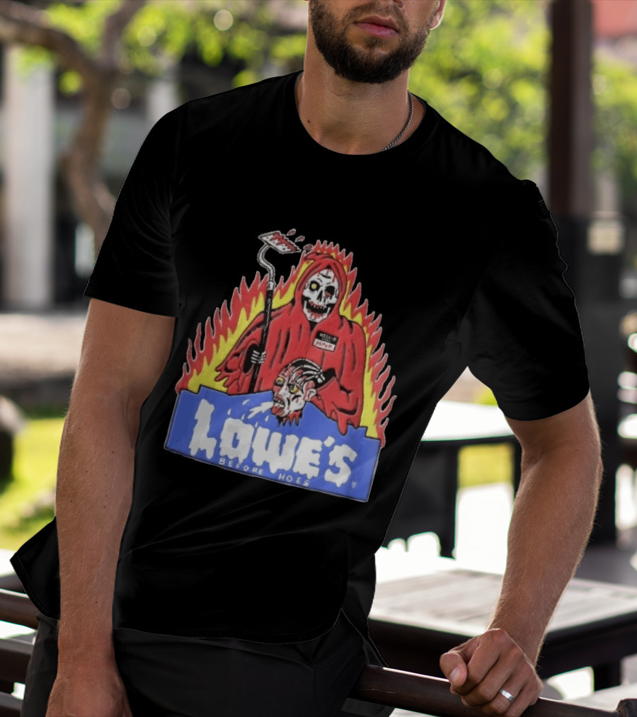 Lowes Before Hoes Hell O Death Grim Reaper Severed Head Paint Roller Cartoon T-Shirt