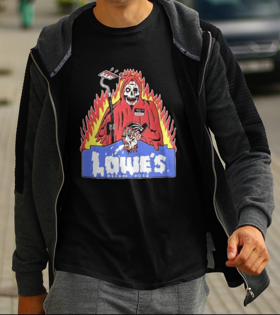 Lowes Before Hoes Hell O Death Grim Reaper Severed Head Paint Roller Cartoon T-Shirt