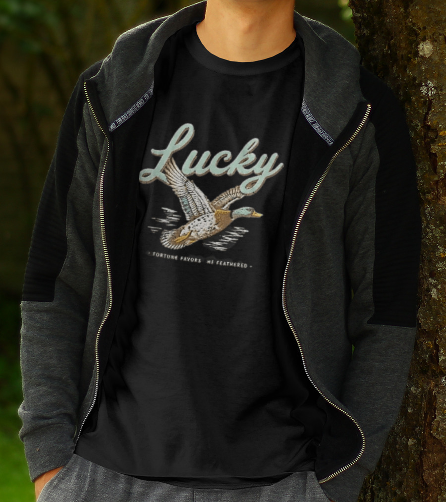 Lucky Fortune Favors The Feathered Flying Mallard Duck T-Shirt