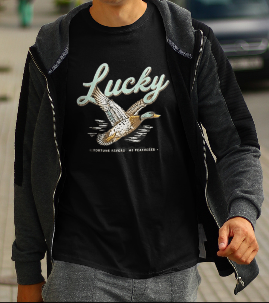 Lucky Fortune Favors The Feathered Flying Mallard Duck T-Shirt