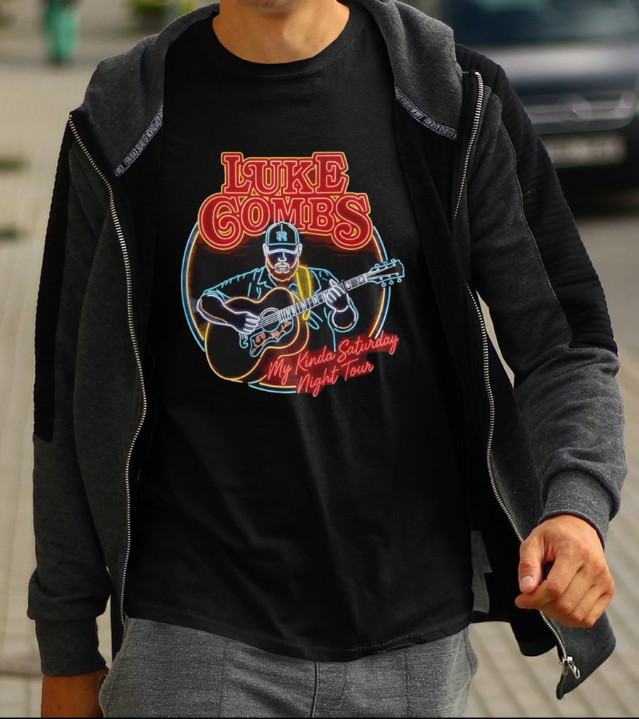 Luke Combs My Kinda Saturday Night Tour 2026 Guitarist Neon T-Shirt