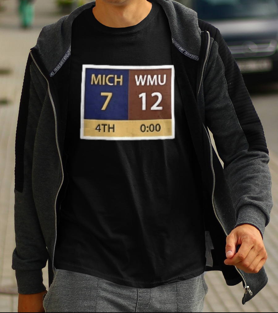 Mich 7 Wmu 12 4th 0 00 Football Game Scoreboard T-Shirt