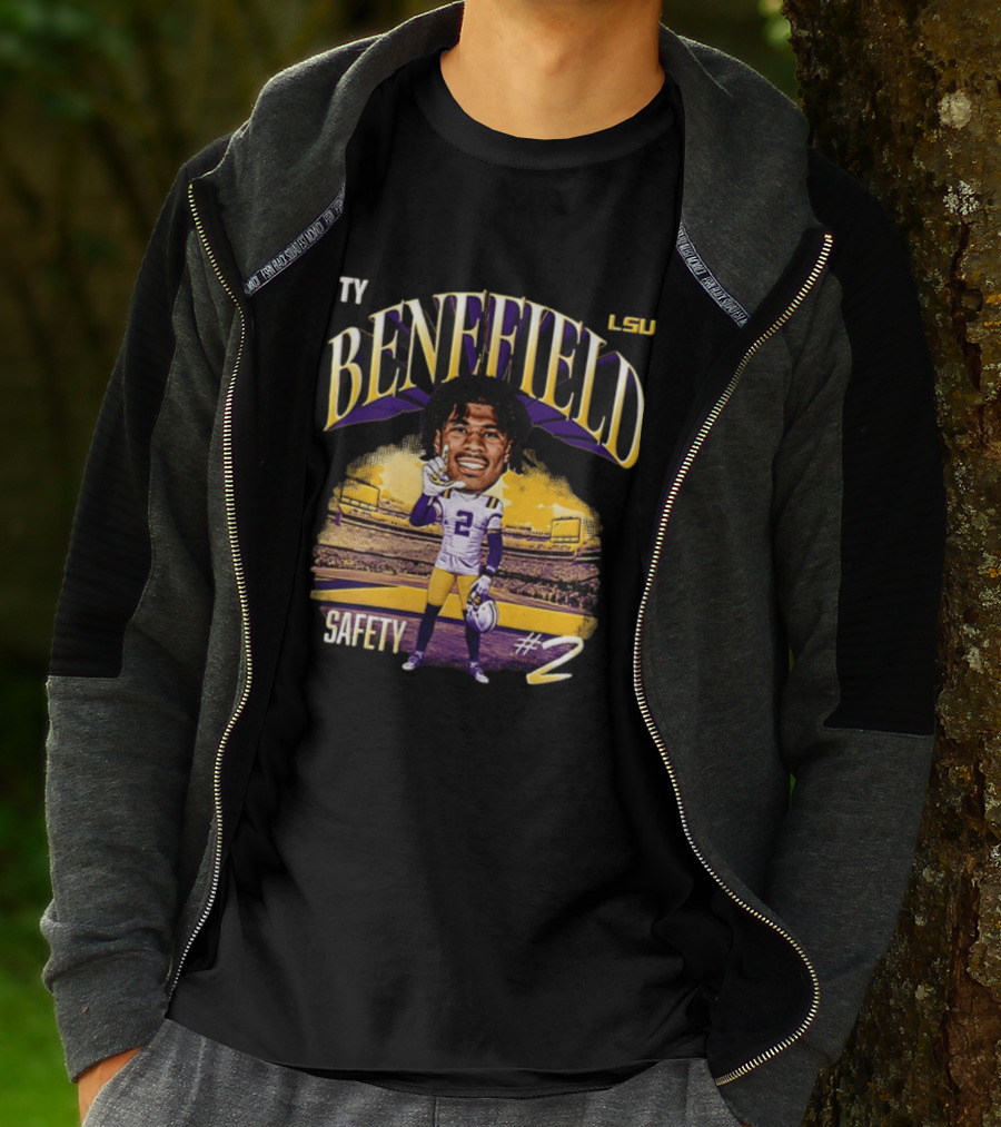 Ty Benefield LSU Football Safety #2 Caricature Stadium T-Shirt