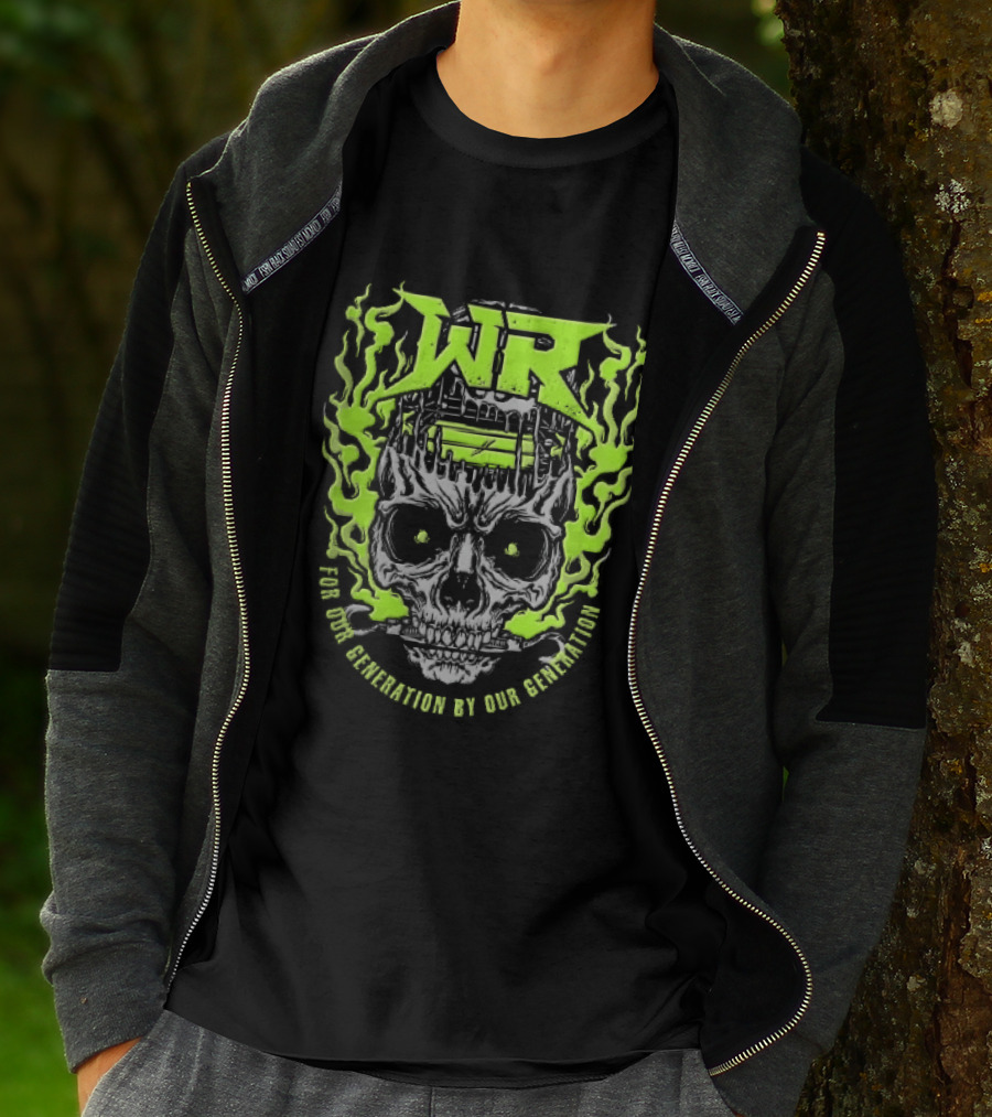 Neon Green Flames Skull WR Wrestling Ring For Our Generation T-Shirt