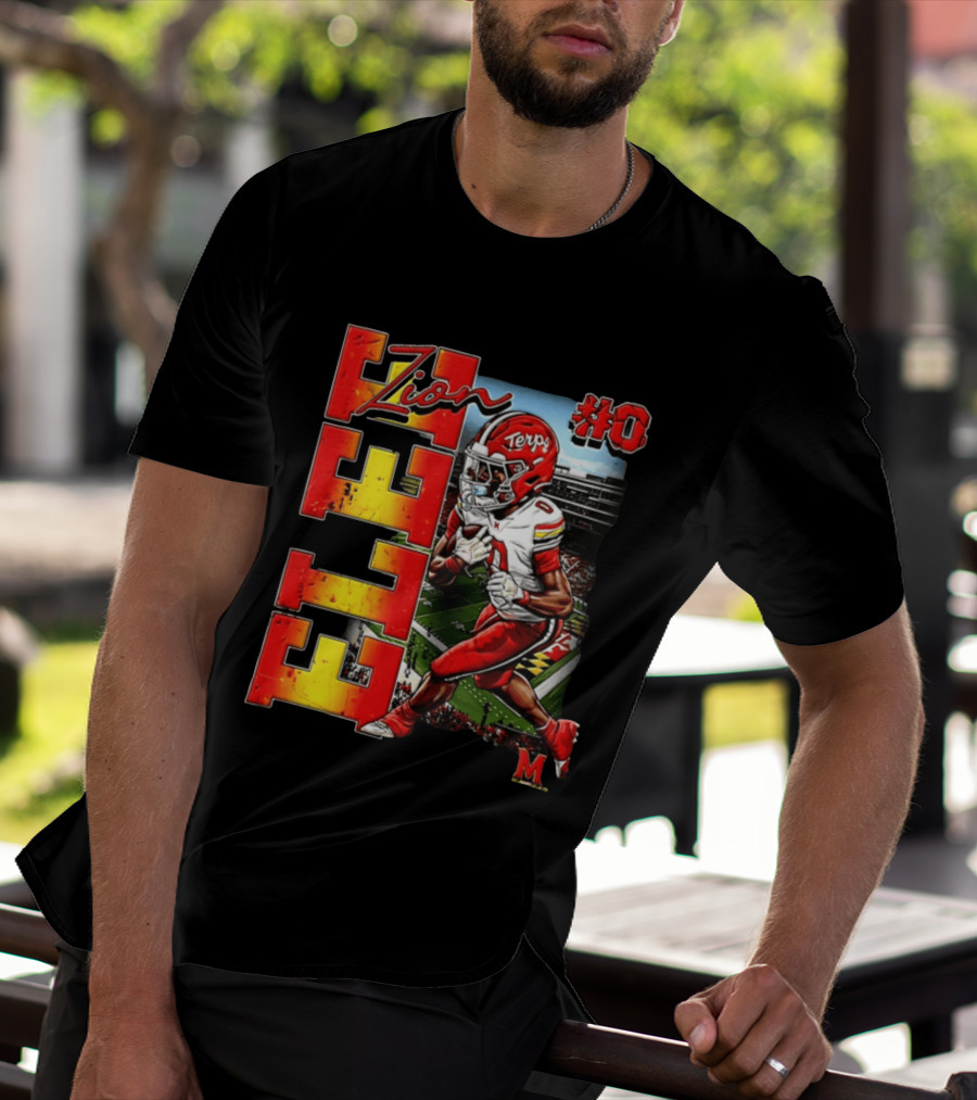 Zion #0 Maryland Terrapins NCAA Football Player Caricature T-Shirt