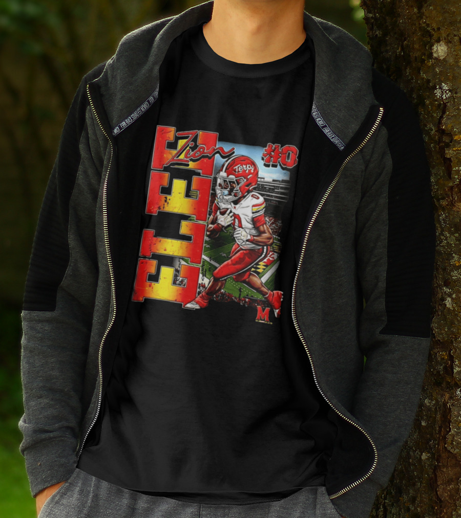 Zion #0 Maryland Terrapins NCAA Football Player Caricature T-Shirt