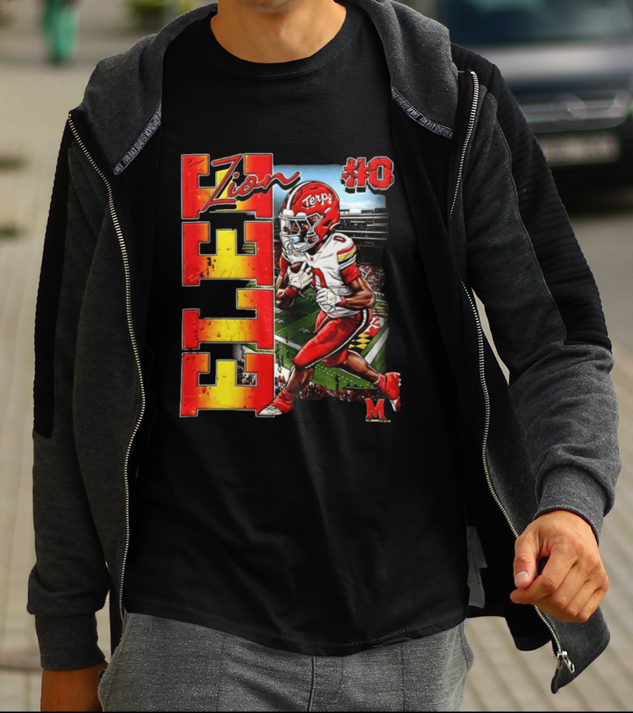 Zion #0 Maryland Terrapins NCAA Football Player Caricature T-Shirt