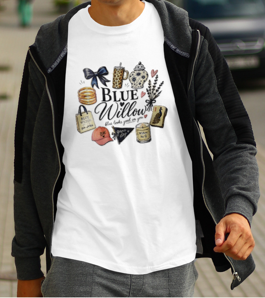 Blue Willow Looks Good On You No 9 Game Day Bow Tumbler Ginger Jar Lavender Mahjong T-Shirt