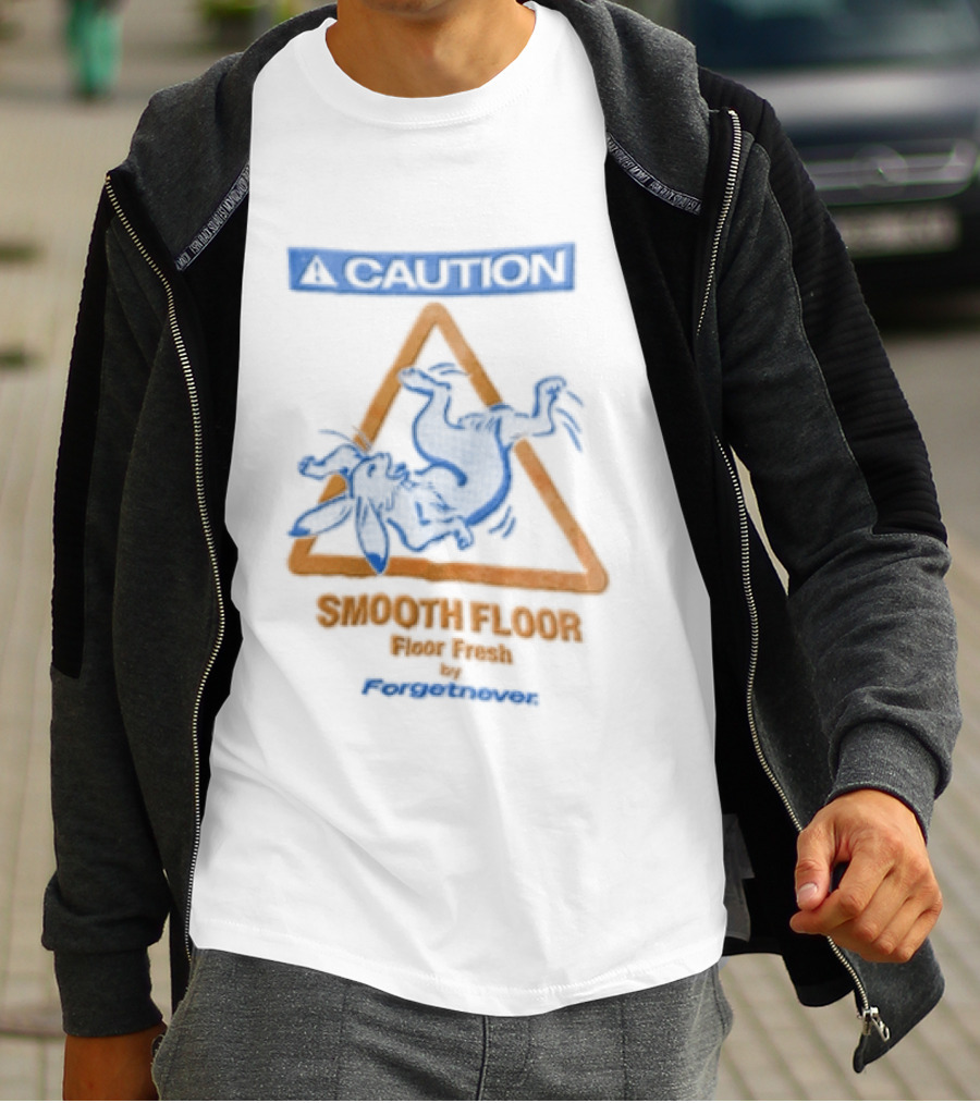 Caution Smooth Floor Forgetnever Rabbit Falling T-Shirt