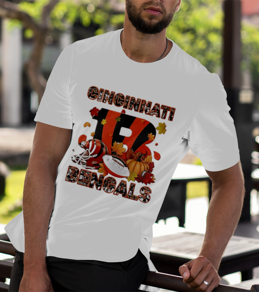 Cincinnati Bengals Autumn Fall Pumpkin Football 2026 Halloween T-Shirt