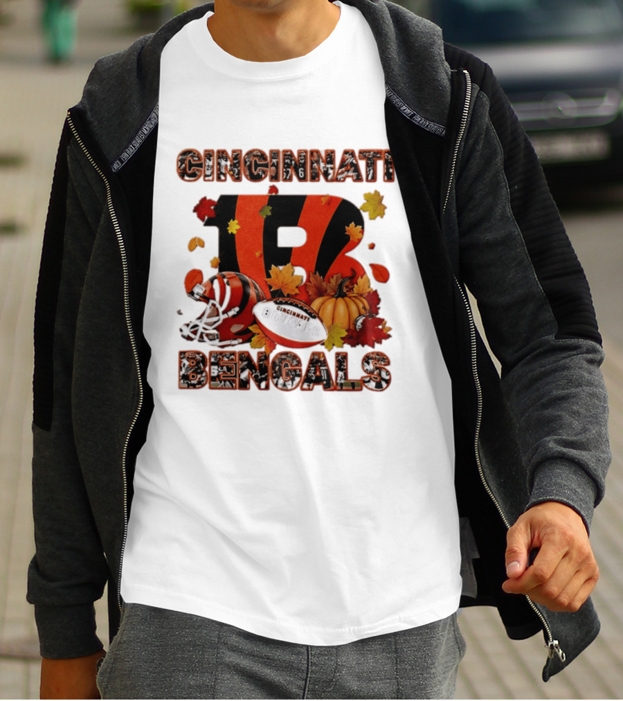 Cincinnati Bengals Autumn Fall Pumpkin Football 2026 Halloween T-Shirt
