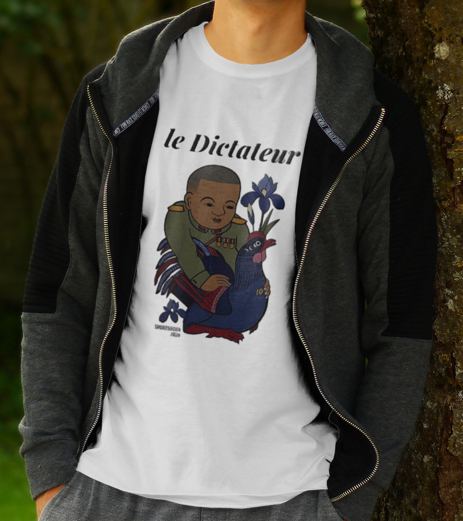 Le Dictateur Sportsbook 2026 Military Officer Cartoon French Rooster Iris Flowers T-Shirt