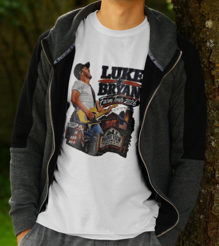 Luke Bryan Farm Tour 2026 Prairie View Farms Brookston IN Pickup Truck Barn Scene T-Shirt