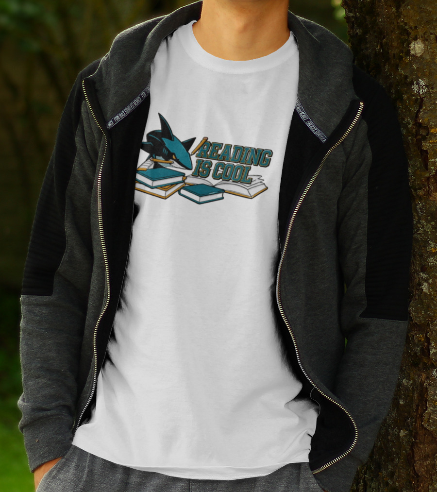 San Jose Sharks Reading Is Cool Books And Shark With Pencil T-Shirt