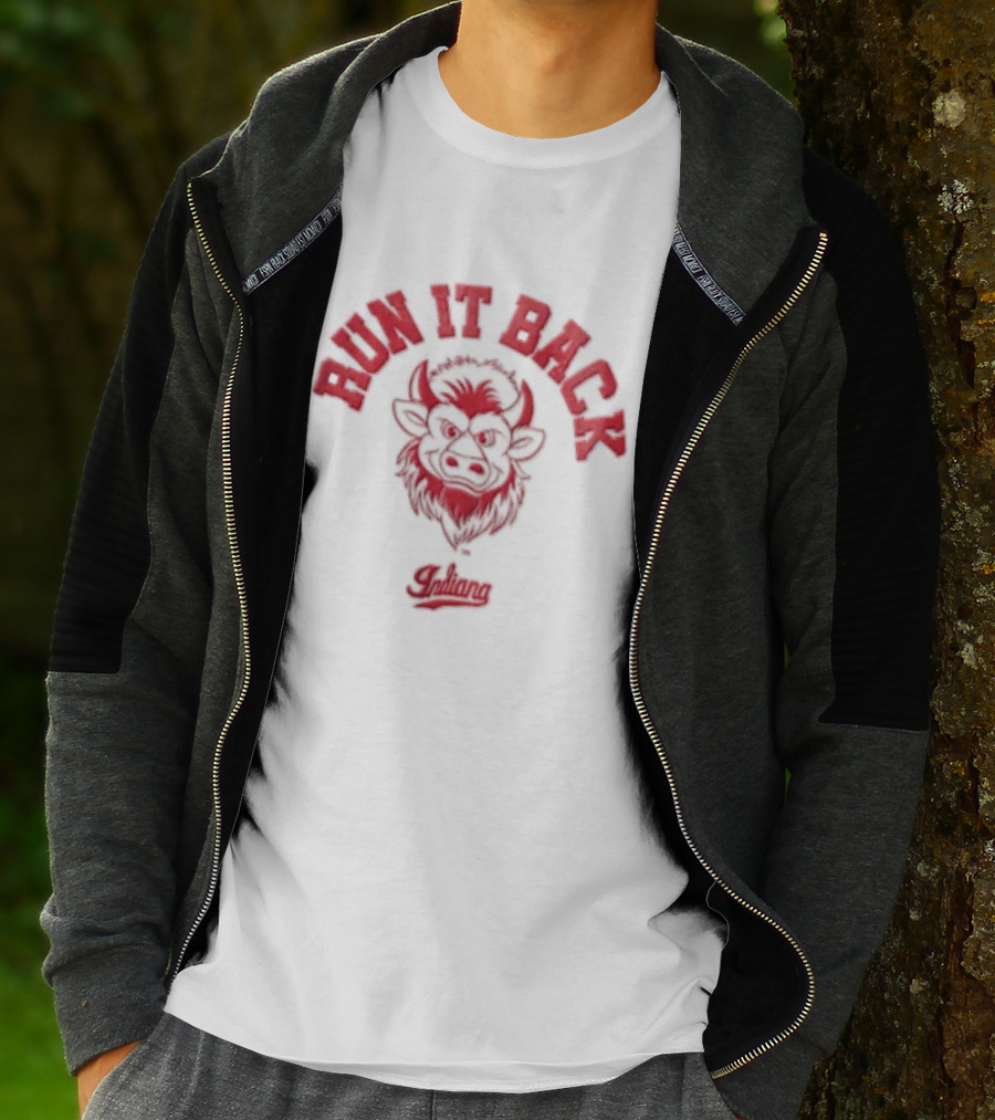 Run It Back Indiana Football Bold Red Bull T-Shirt