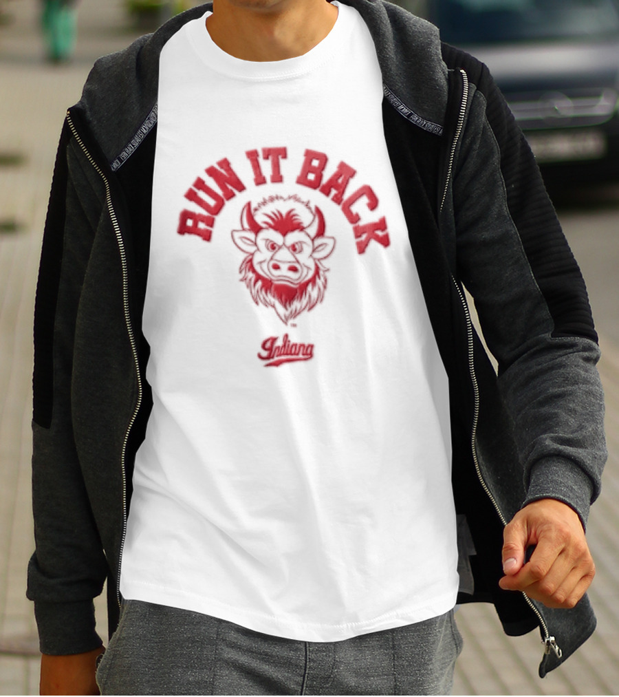 Run It Back Indiana Football Bold Red Bull T-Shirt