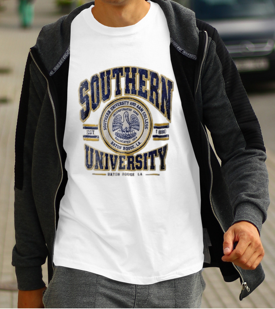 Southern University Jaguars Baton Rouge LA NCAA Est 1880 Incorporated Relocated 1914 Pelican Seal T-Shirt