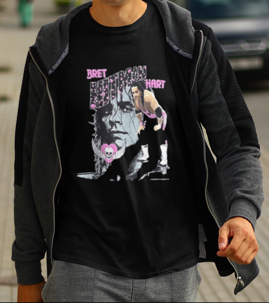 Bret Hart Hitman WWE Wrestling Skull Wings Boots T-Shirt
