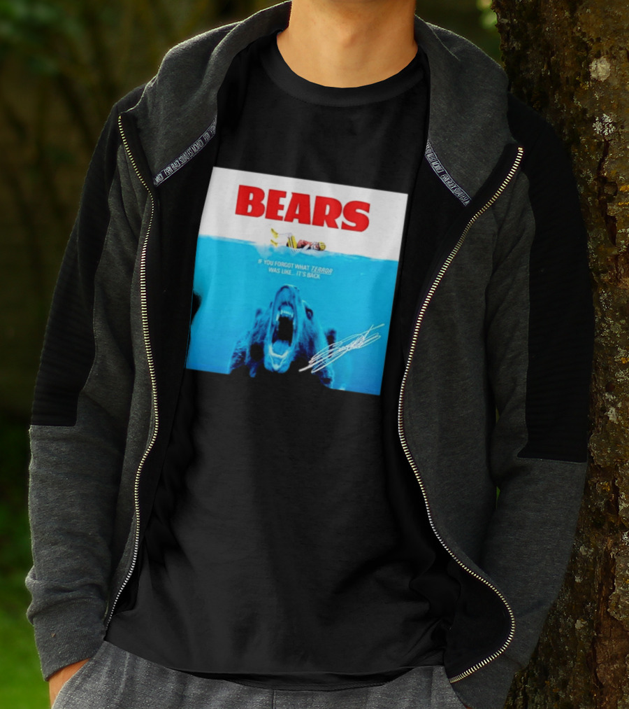 BEARS Caleb Williams Green Bay Packers Player Swimming Bear If You Forgot What Terror Was Like It's Back Chicago Bears T-Shirt