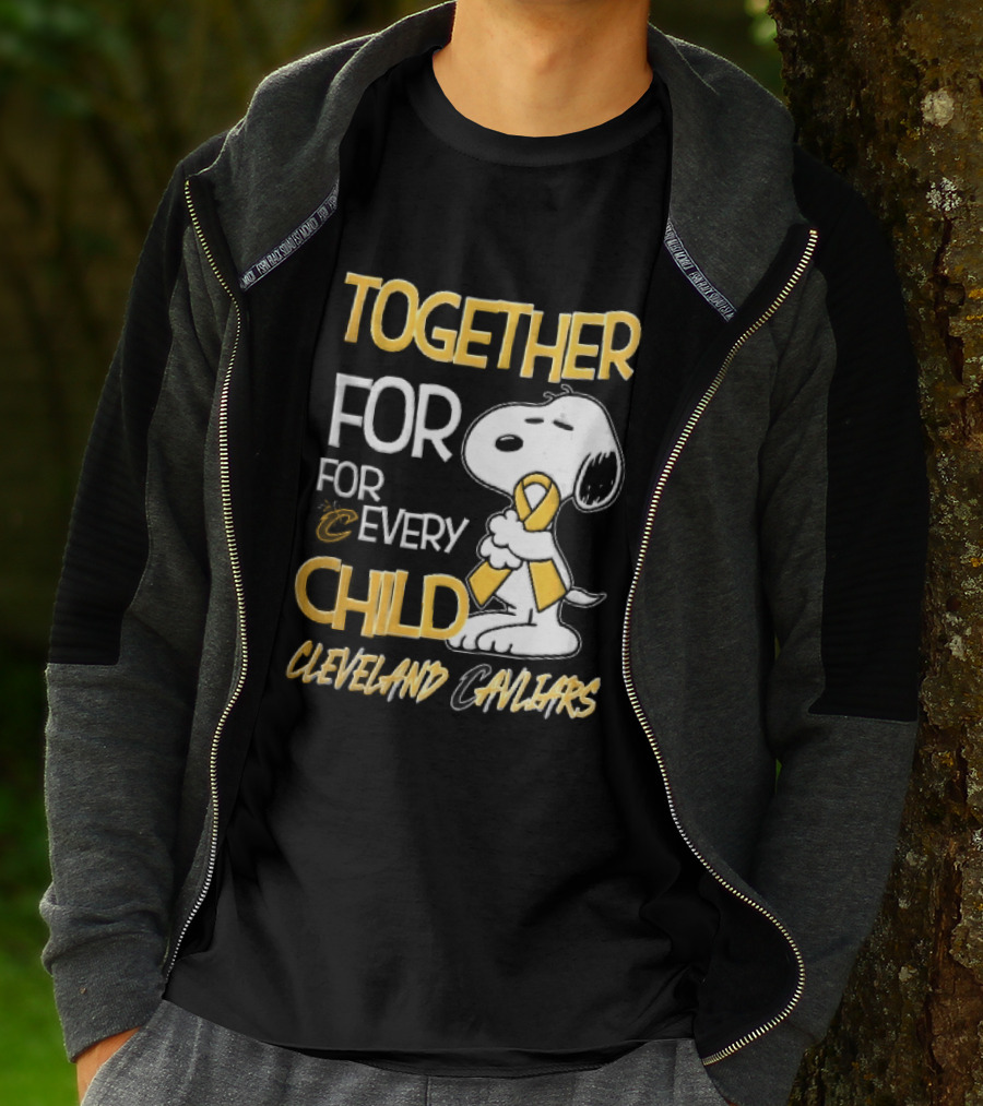 Cleveland Cavaliers Together For Every Child Cartoon Dog Yellow Ribbon T-Shirt