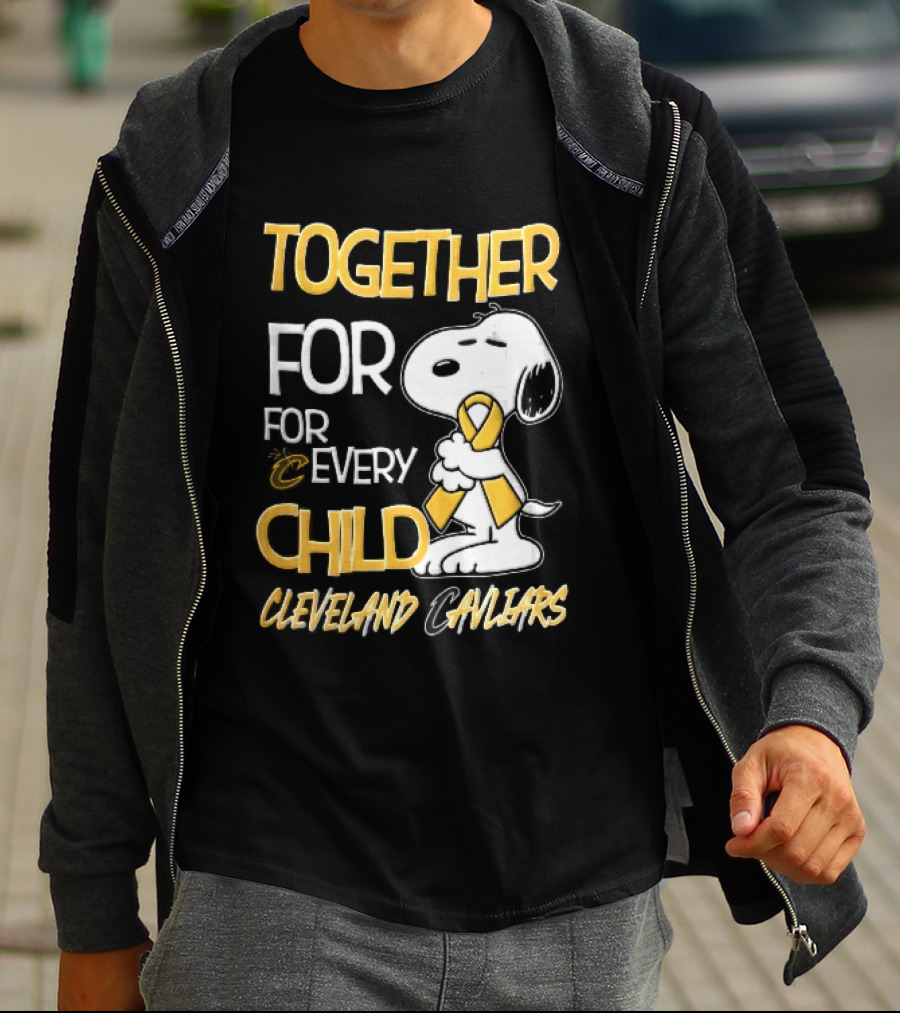 Cleveland Cavaliers Together For Every Child Cartoon Dog Yellow Ribbon T-Shirt