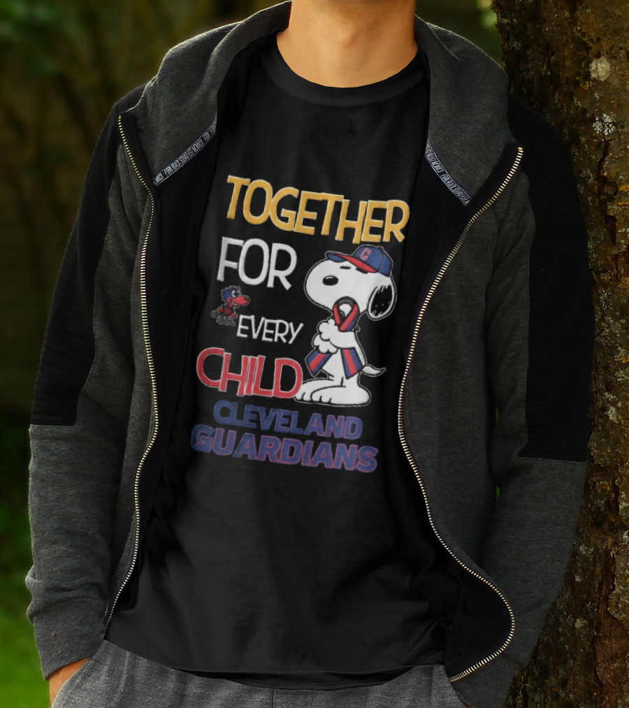 Cleveland Guardians Together For Every Child Snoopy Awareness Ribbon MLB T-Shirt