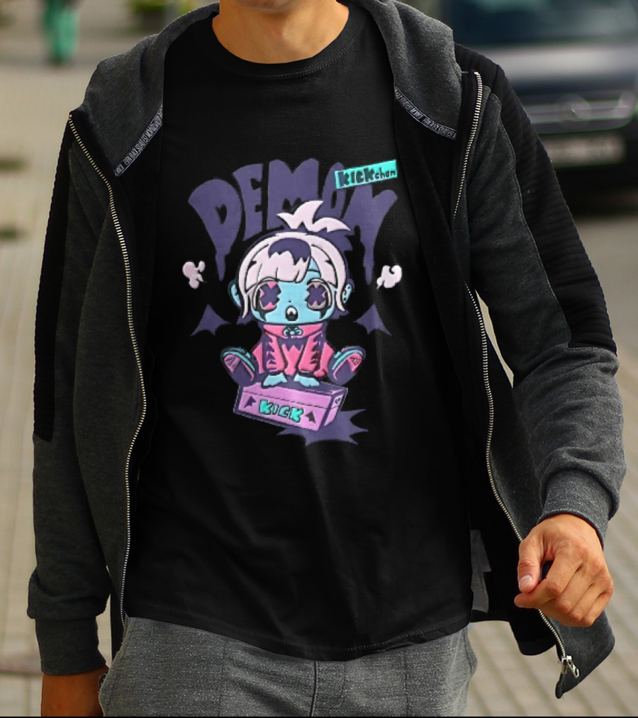 Demon Kick Cartoon Cute Character Pastel Punk Aesthetic T-Shirt