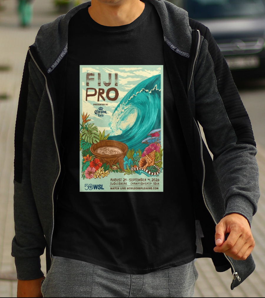 Fiji Pro Cloudbreak 2026 Presented By Corona Cero August 25 September 4 World Surf League Championship Tour T-Shirt
