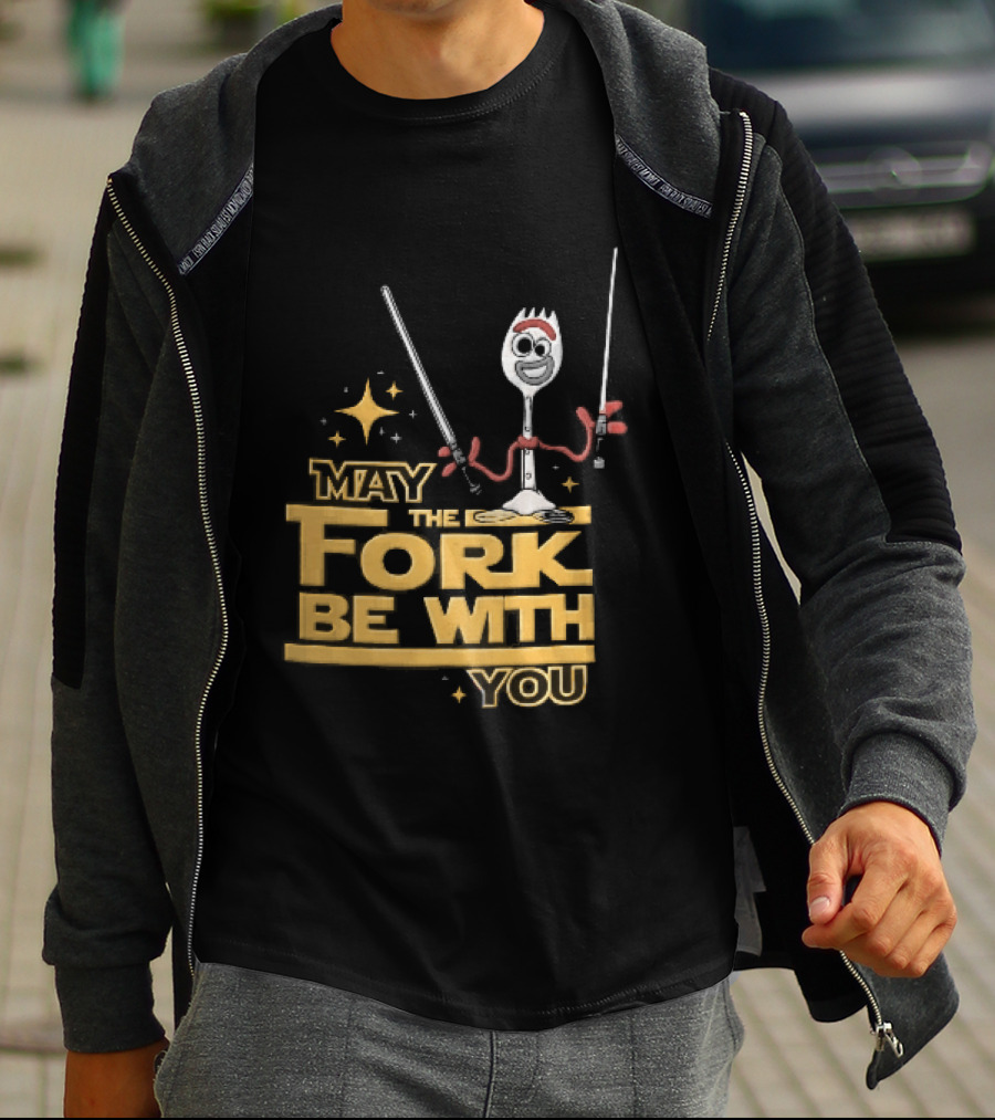 May The Fork Be With You Spork Wielding Lightsabers T-Shirt