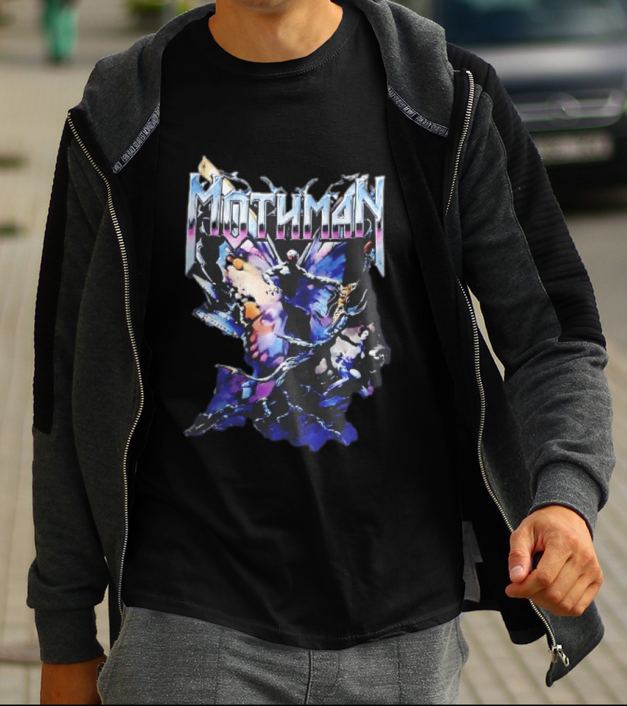 Mothman Glowing Red Eyes Giant Wings Heavy Metal UFO T-Shirt