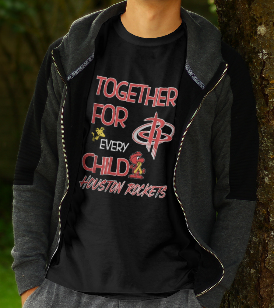 Houston Rockets Together For Every Child Cartoon Woodstock Gold Ribbon T-Shirt