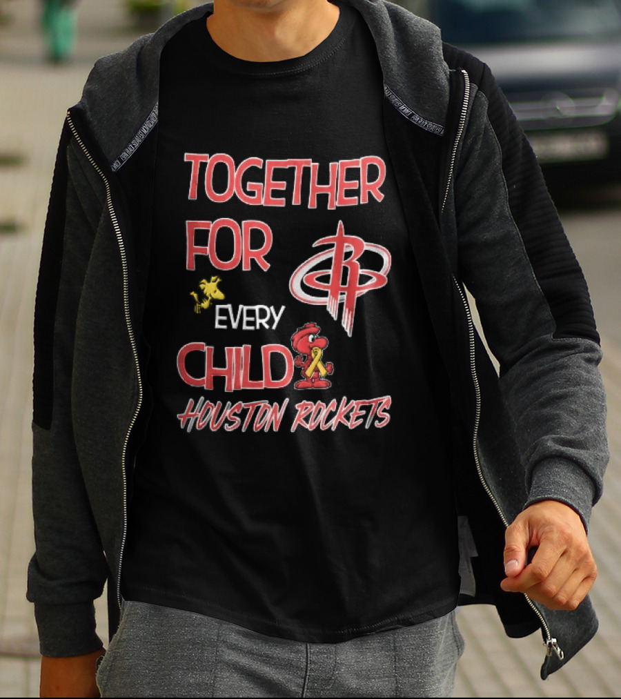 Houston Rockets Together For Every Child Cartoon Woodstock Gold Ribbon T-Shirt