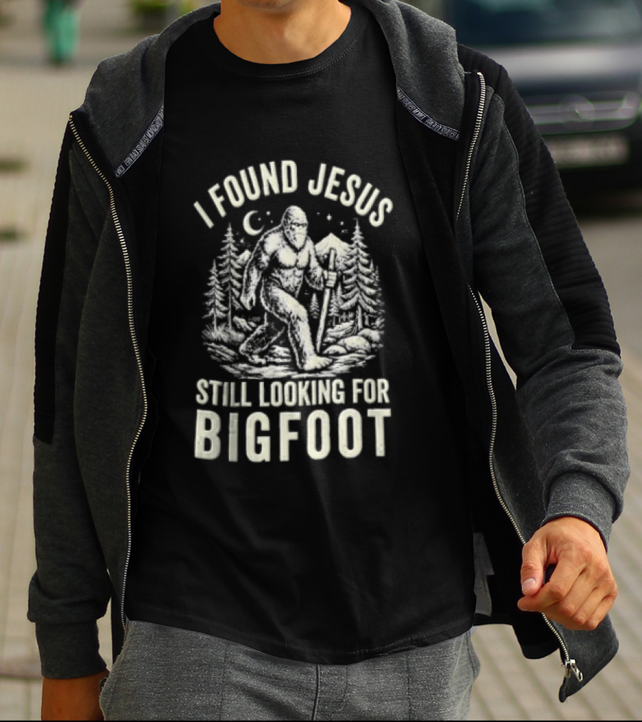 I Found Jesus Bigfoot Search Funny Meme T-Shirt