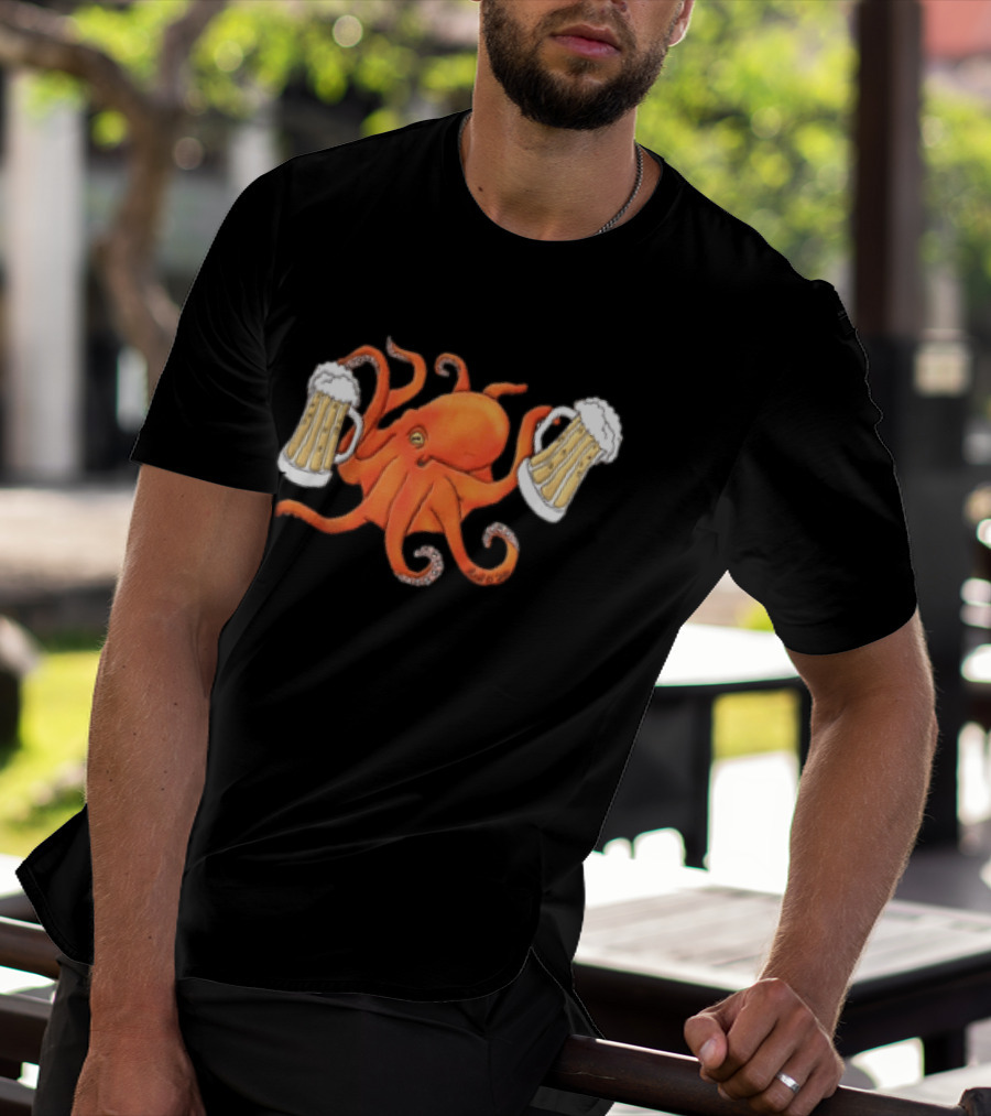 Octopus Holding Beers Meme Dual S Celebration T-Shirt