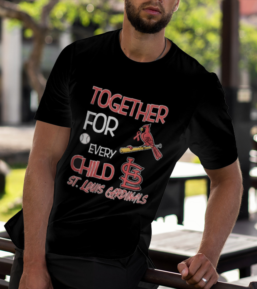 St. Louis Cardinals Together For Every Child Bird On Bat Baseball T-Shirt